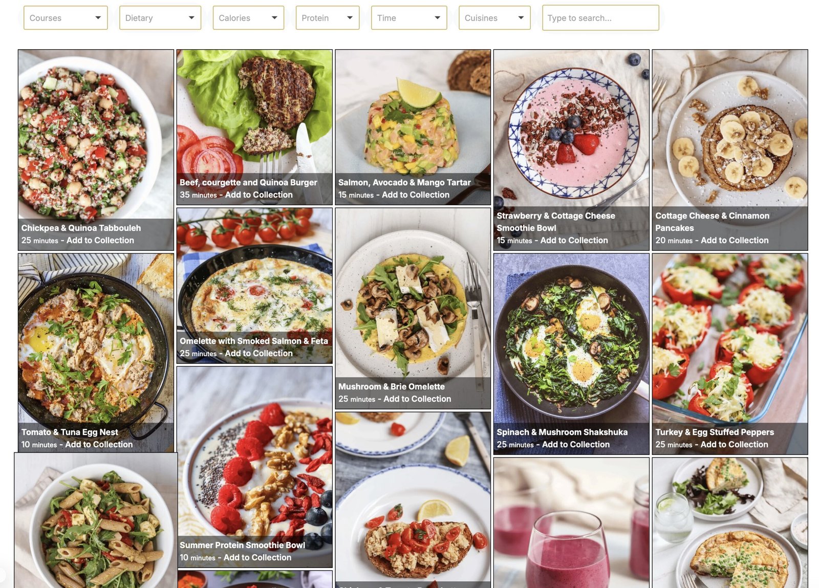 Recipe library for macro tracking